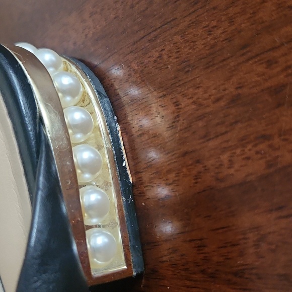 Karl Lagerfeld Pearl and Black Leather Loafers Size 9.5 - Picture 5 of 14